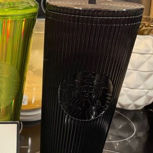 Starbucks Black and Iridescent Green Tumblers